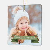 Ornement En Céramique Ruban vert Joyeux Noël (Gauche)