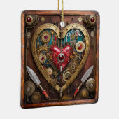 Ornement En Céramique Rubies Et Couteaux Coeur Steampunk Series (Droite)