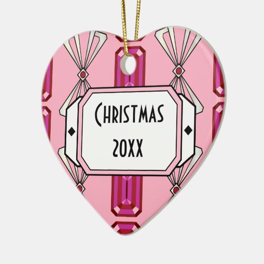 Ornement En Céramique Ruby Deco Stripe (Gauche)