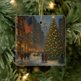 Ornement En Céramique rues de noël new york cool