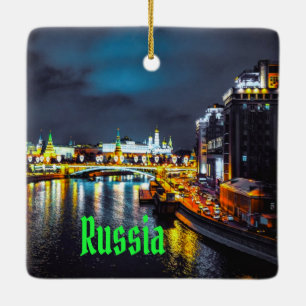Ornement En Céramique Russie ou Fédération de Russie Moscou la nuit