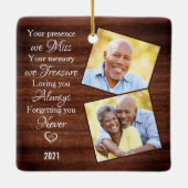 Ornement En Céramique Rustic 2 Photo Sympathy Memorials Keepsake (Dos)