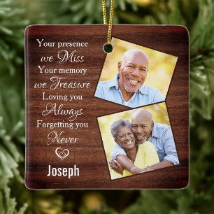 Ornement En Céramique Rustic 2 Photo Sympathy Memorials Keepsake
