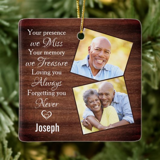 Ornement En Céramique Rustic 2 Photo Sympathy Memorials Keepsake