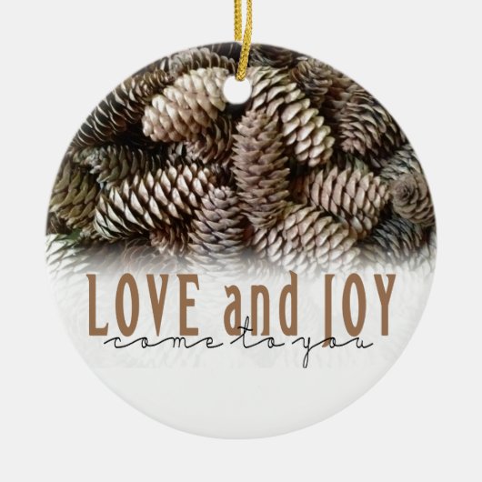Ornement En Céramique Rustic Holiday Love and Joy Pine Cone (Devant)