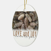 Ornement En Céramique Rustic Holiday Love and Joy Pine Cone (Gauche)