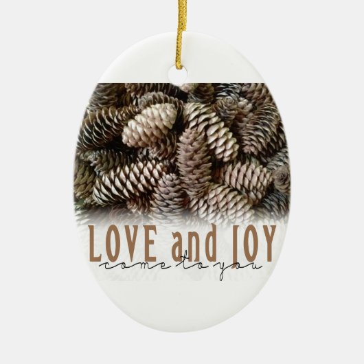 Ornement En Céramique Rustic Holiday Love and Joy Pine Cone (Devant)