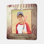 Ornement En Céramique Rustic Rugged Baseball 1 or 2 Photo Personalized (Gauche)