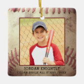 Ornement En Céramique Rustic Rugged Baseball 1 or 2 Photo Personalized (Devant)