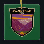 Ornement En Céramique Sacred Valley Pérou Travel Art Vintage<br><div class="desc">Vallée sacrée dans un style vectoriel. La Vallée Sacrée est une région des hautes terres andines du Pérou. Avec la ville voisine de Cusco et l'ancienne ville de Machu Picchu,  il forma le coeur de l'Empire Inca.</div>