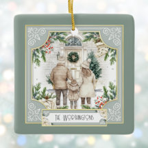 Sage Green Boho Chic Personnalisé Famille Noël