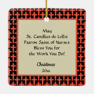 Ornement En Céramique Saint Camille réconfortant un malade (M 021)