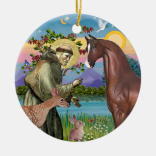 Ornement En Céramique Saint François - Cheval (alezan)