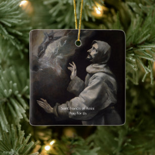 Ornement En Céramique Saint François d'Assise Prière de Sérénité