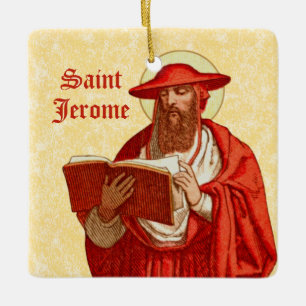 Ornement En Céramique Saint Jérôme en cardinal avec citation motivationn