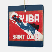 Ornement En Céramique Saint Lucia Scuba Diver - Blue Retro (Gauche)