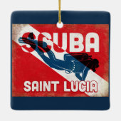 Ornement En Céramique Saint Lucia Scuba Diver - Blue Retro (Dos)