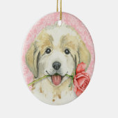 Ornement En Céramique Saint-Valentin Rose Grandes Pyrénées (Droite)