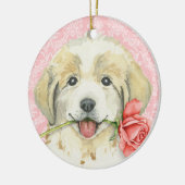 Ornement En Céramique Saint-Valentin Rose Grandes Pyrénées (Gauche)