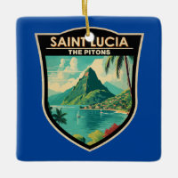 Sainte-Lucie Les Pitons Travel Art Vintage
