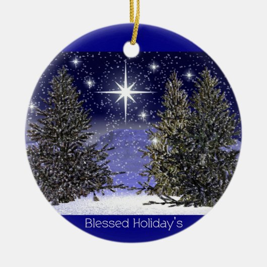 Ornement En Céramique Salutations bénies de vacances (Devant)
