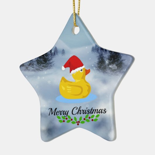 Ornement En Céramique Salutations de Noël en caoutchouc Ducky (avec sain (Gauche)
