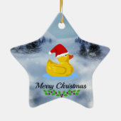 Ornement En Céramique Salutations de Noël en caoutchouc Ducky (avec sain (Dos)