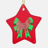 Ornement En Céramique Samoyé Chien Silhouette Green Bow Noël (Gauche)