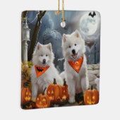 Ornement En Céramique Samoyed Halloween Éffrayant (Droite)