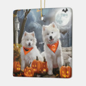 Ornement En Céramique Samoyed Halloween Éffrayant (Gauche)