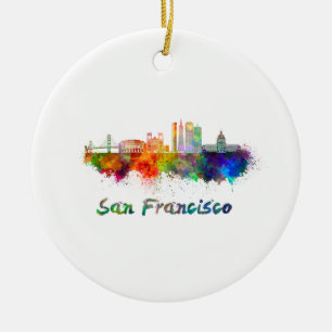 Ornement En Céramique San Francisco V2 skyline in watercolor copie