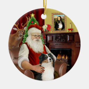 Ornement En Céramique Santa-Aussie Shepherd (Tri 2)