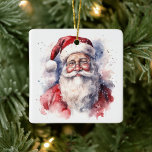 Ornement En Céramique Santa Claus<br><div class="desc">Aquarelle Design Ornement du Père Noël</div>