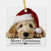 Ornement En Céramique Santa Hat Goldendoodle Dog Merry Christmas (Devant)
