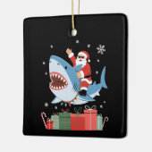 Ornement En Céramique Santa Riding Shark Christmas Pajama Cute Ocean (Gauche)