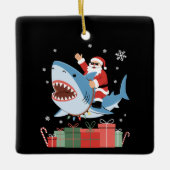 Ornement En Céramique Santa Riding Shark Christmas Pajama Cute Ocean (Devant)