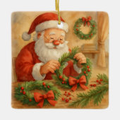 Ornement En Céramique Santa's Workshop Wreath Maker Personalized (Devant)