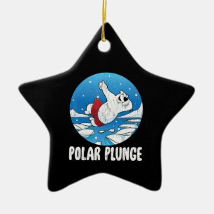 Ornement En Céramique Sauts de glace Polaire Plongée Funny Ours Polaire