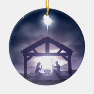 Ornement En Céramique Scène de nativité de Manger de Noël