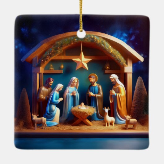 Ornement En Céramique Scène de Noël (Dos)