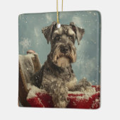 Ornement En Céramique Schnauzer Chien Festif de Noël (Gauche)