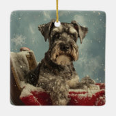 Ornement En Céramique Schnauzer Chien Festif de Noël (Dos)