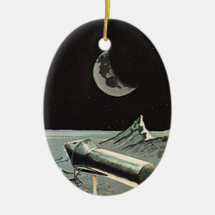 Ornement En Céramique Science-fiction vintage, Rocket Ships Moon Planets