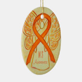 Ornement En Céramique Sclérose en plaques Sensibilisation Ruban Angel Or (Droite)