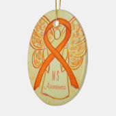 Ornement En Céramique Sclérose en plaques Sensibilisation Ruban Angel Or (Gauche)