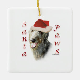 Ornement En Céramique Scottish Deerhound Père Noël Paws