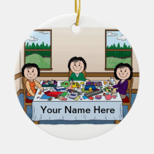 Ornement En Céramique Scrapbooking- 3 femmes