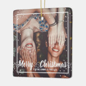 Ornement En Céramique Script avec le coeur photo rouge Keepsaké (Gauche)