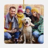 Ornement En Céramique Script de brosse moderne Merry & Bright Family Pho (Dos)