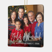 Ornement En Céramique Script de calligraphie moderne Feliz Navidad Photo (Gauche)